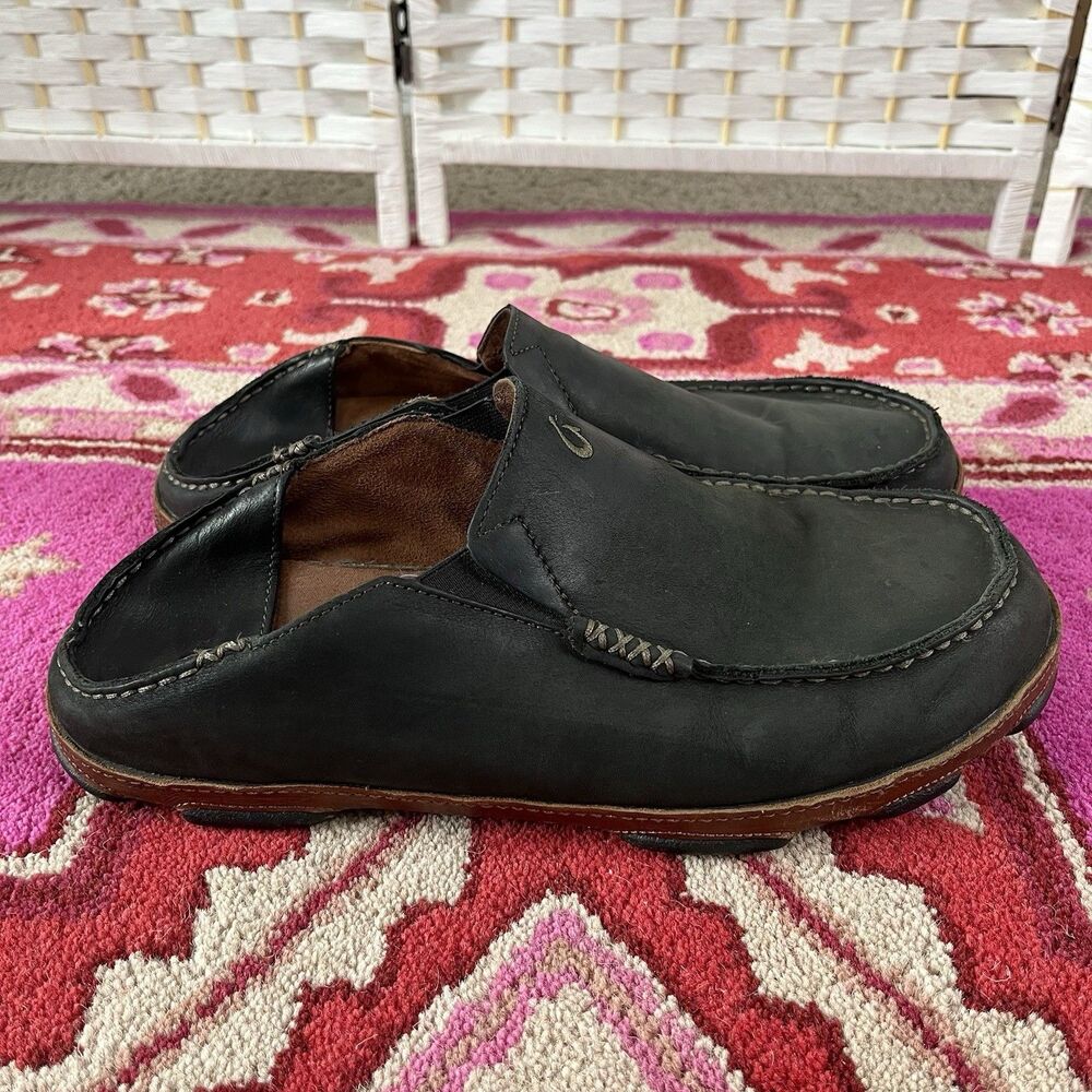 Olukai Mens Moloa Loafer US 11/44 EU Black Leather Convertible Slip-on Shoes - Picture 4 of 10